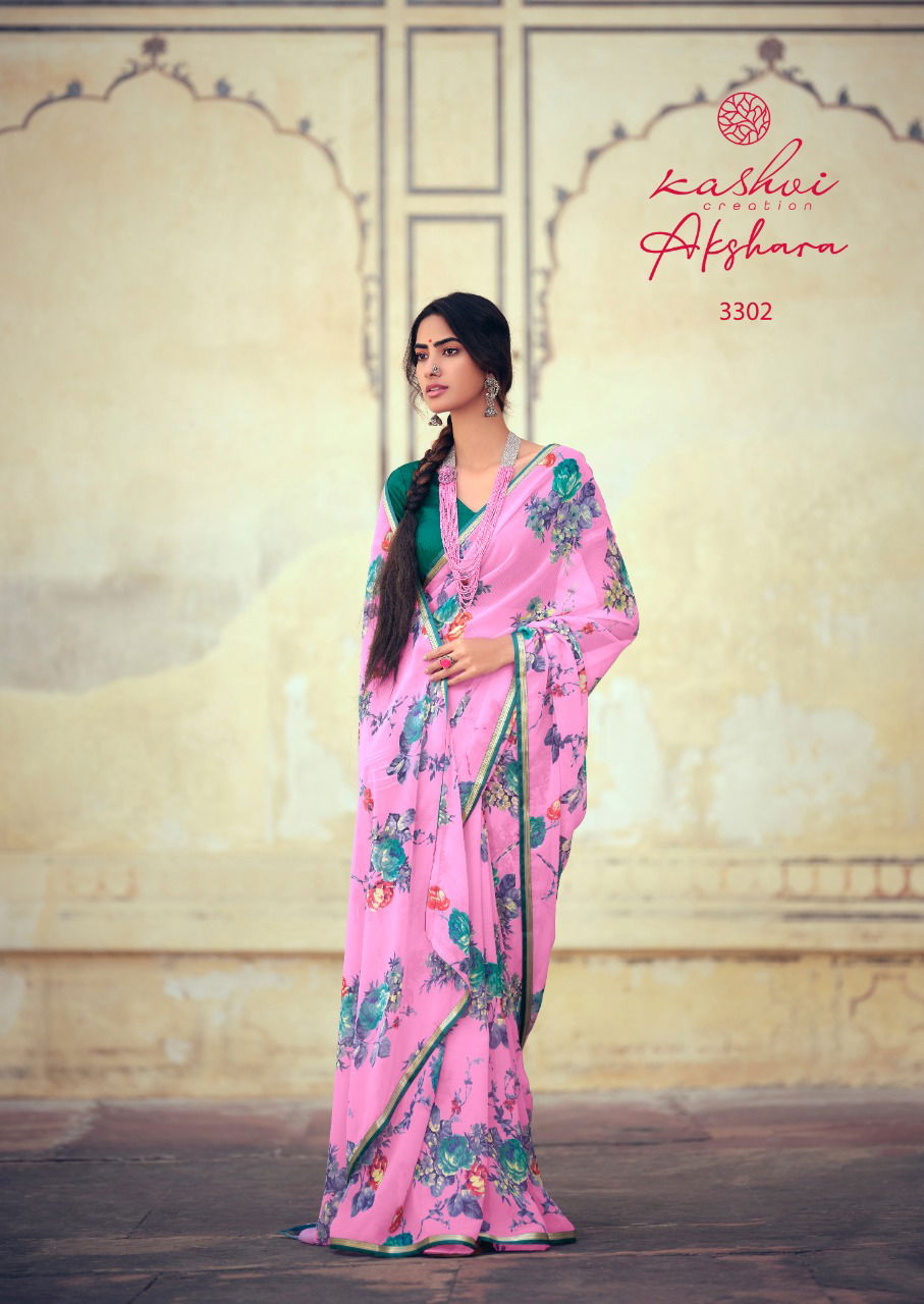 Kashvi Akshara Latest Fancy Designer Silk Casual Wear Chiffon Printed Saree Collection
